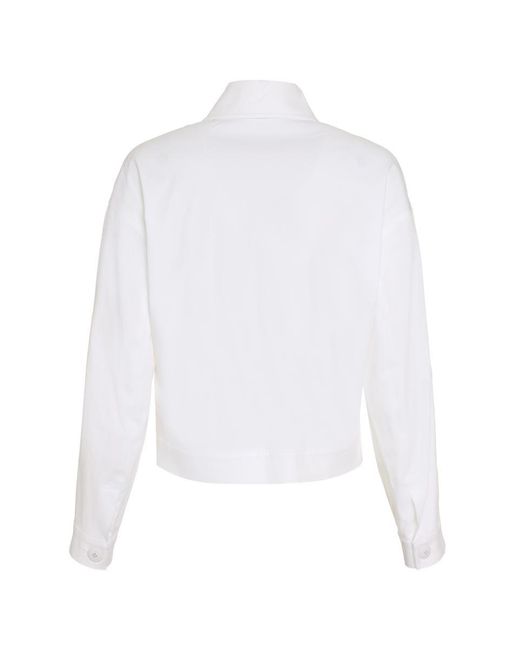 Max Mara Studio White Baffo Jacket In Cotton With Buttons