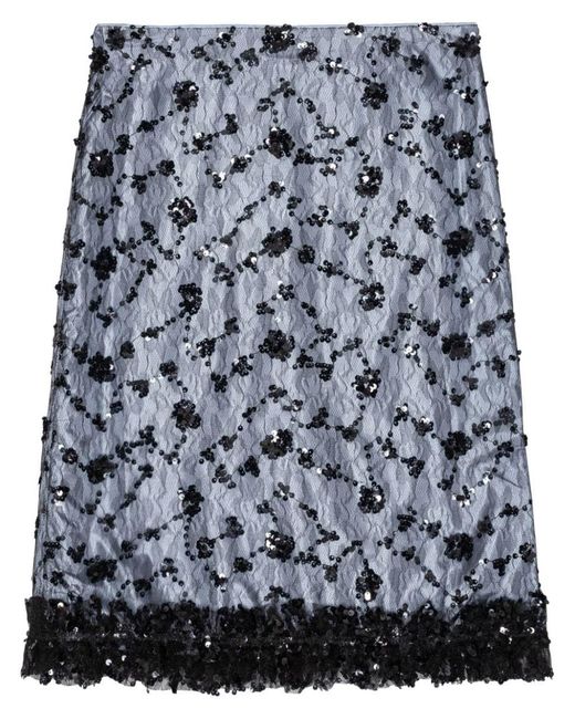 Ganni Gray Sequinned Tulle Skirt