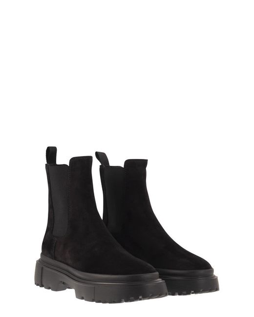 Hogan Black Chelsea Boots H629