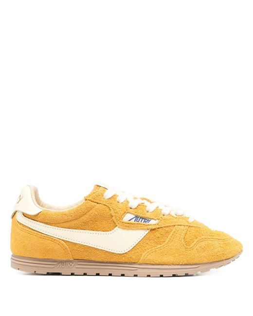 Autry Yellow 'Windspin Low' Sneaker With Logo On The Side And On The Heel