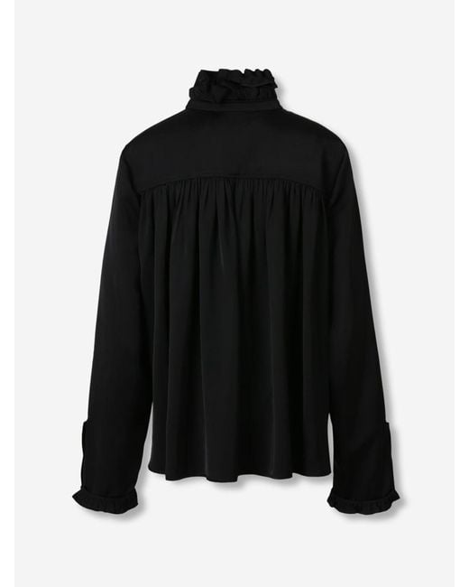 Jil Sander Black Ruffle Blouse