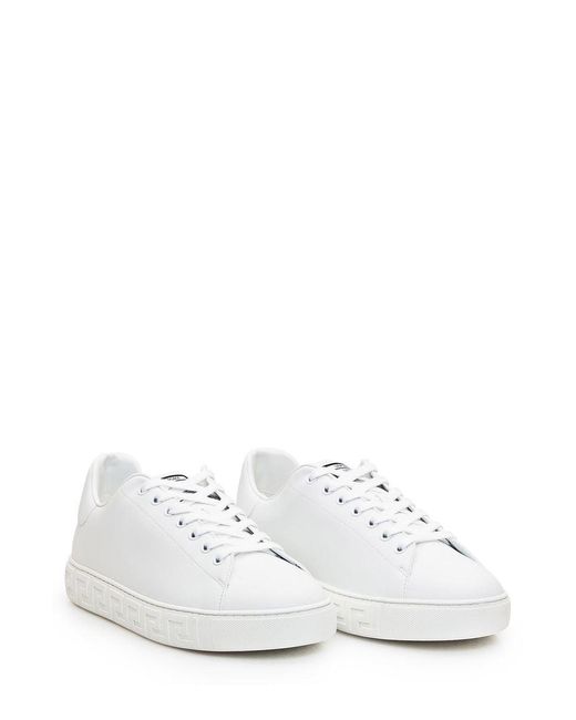 Versace White Greca Leather Sneakers for men
