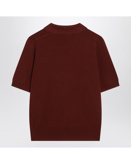 Burberry Red Bordeaux Wool Polo Shirt