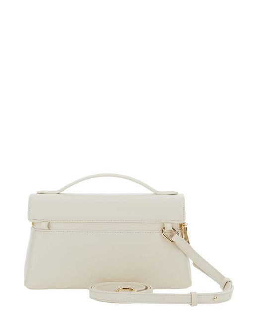 JW PEI White 'Thea' Handbag With Adjustable And Removable Shoulder Strap And Logo Lettering On The Front