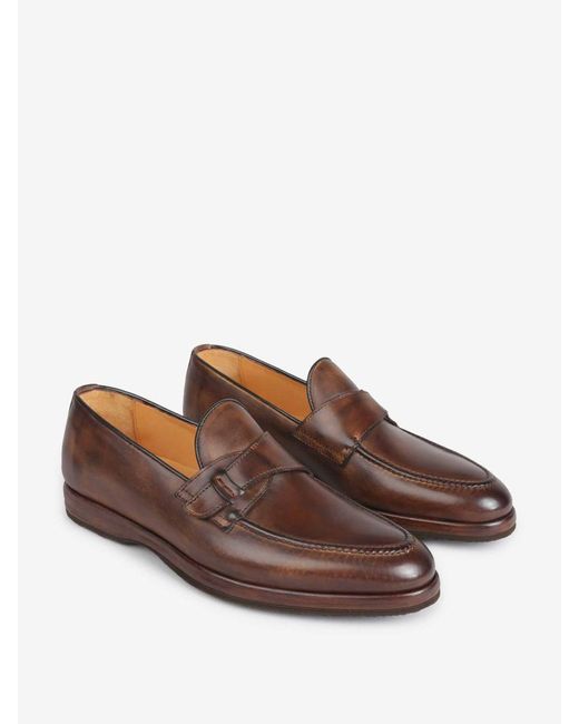 Bontoni Brown Riviera Leather Loafers for men