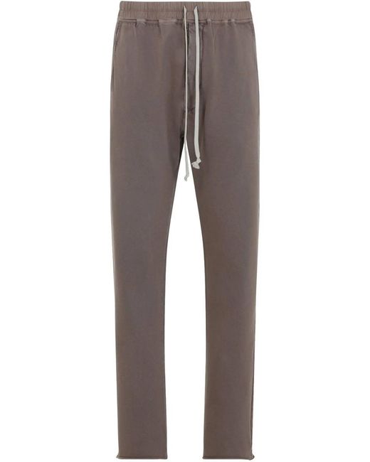 Rick Owens Gray Dust Cotton Drawstring Pants With Relaxed Fit for men