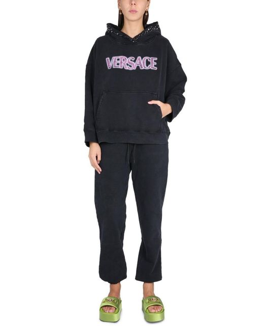 Versace Cotton Sweatshirt With Studs in Black