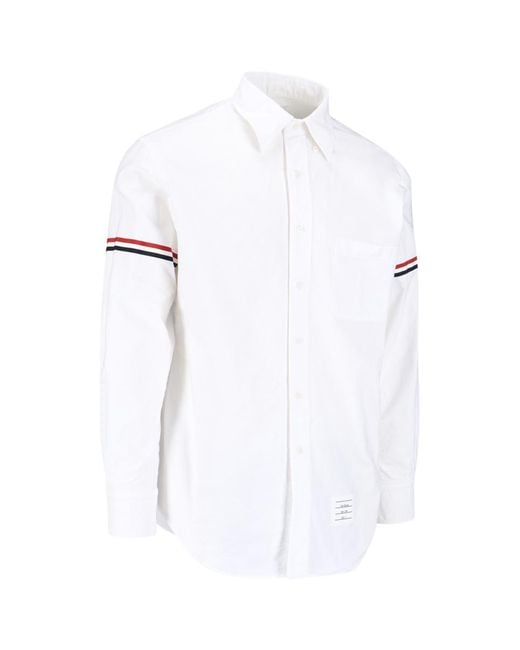 Thom Browne White Tricolor Detail Shirt for men