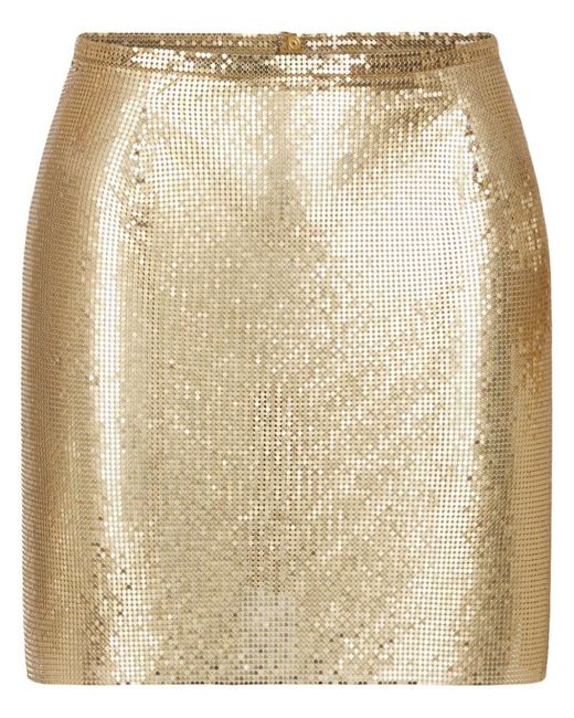 Rabanne Natural Jupe Mini Mesh Printed Recto Verso