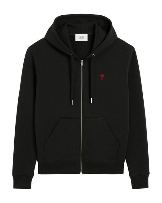 AMI Black Sweatshirt Ami De Coeur Hoodie for men
