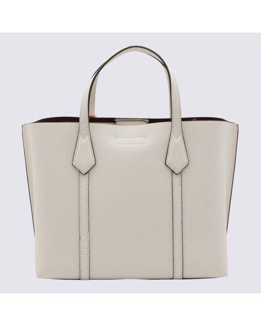 Tory Burch Natural Ivory Leather Perry Tote Bag