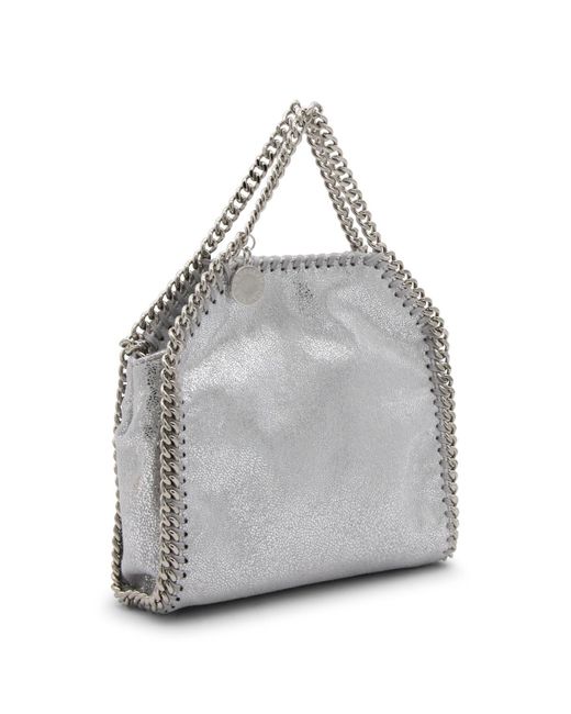 Stella McCartney Gray Metal Faux Leather Falabella Micro Tote Bag