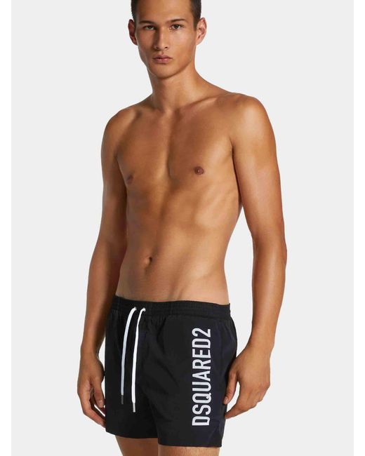 DSquared² Black Logo Lycra Swimsuit for men