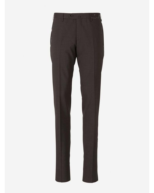 PT Torino Gray Formal Wool Trousers for men