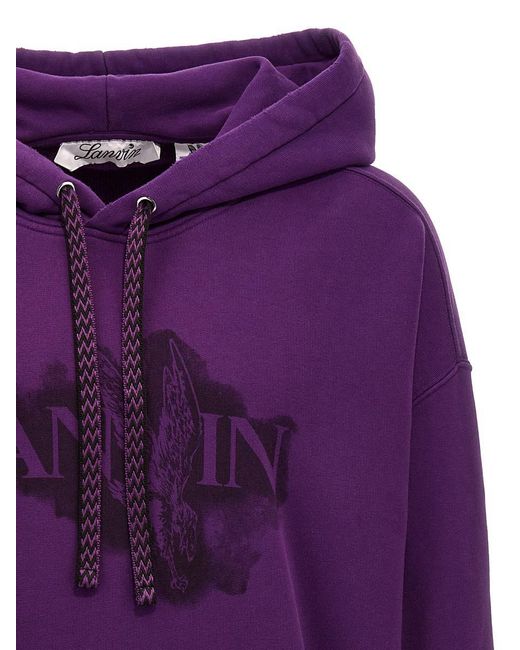 Lanvin Purple Logo Print Hoodie Sweatshirt for men