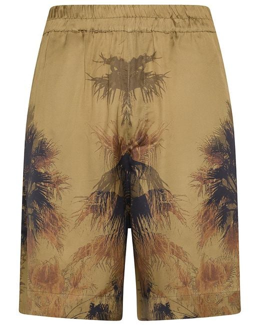 Laneus Natural Viscose Bermuda Shorts With Palm Print for men