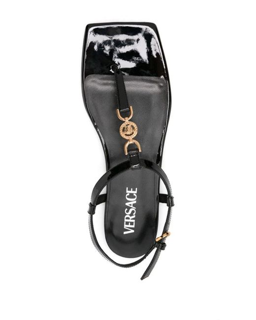 Versace Black La Medusa Patent Leather Sandals