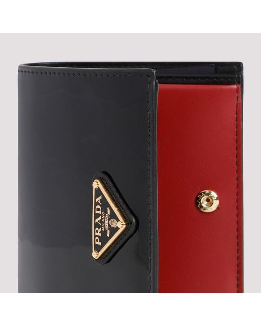 Prada Black Patent Calf Leather Wallet Smallleathergoods