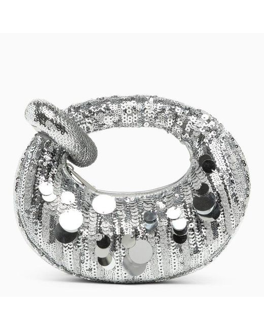 JW PEI Metallic Abacus Silver Mini Handbag With Sequins