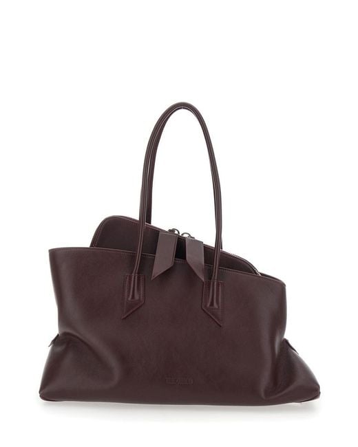 The Attico Purple 'La Passeggiata' Shoulder Bag With Top Handles And Top Zip Closure