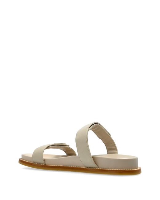 Emporio Armani White Leather Flat Sandals