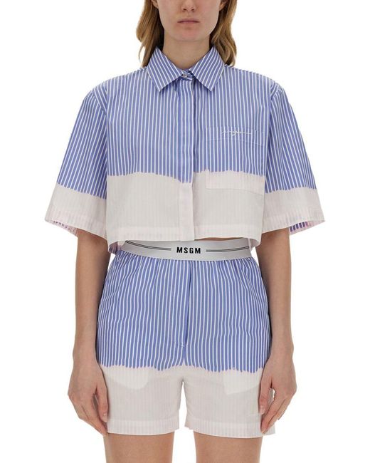 MSGM Blue Shirt With Faded Treatment