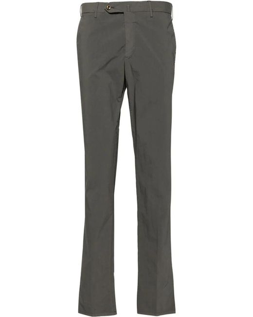 PT01 Gray Double Dye Stretch Light Poplin Slim Flat Front Pants for men