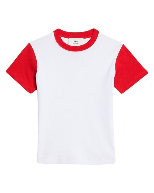 AMI Red Ami De Coeur Bicolor T-Shirt for men