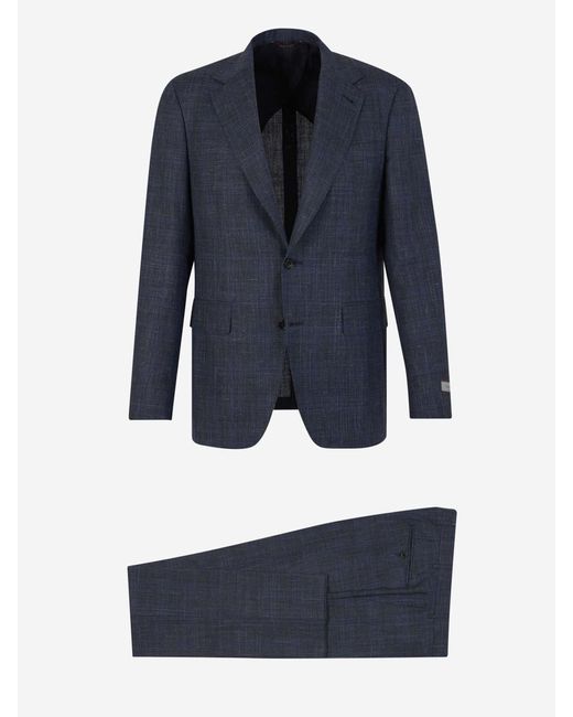 Canali Blue Wool Textured Suit for men