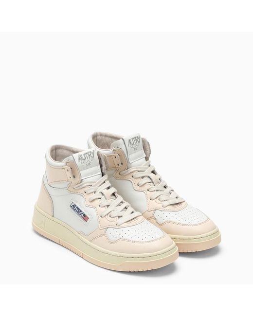Autry Medalist Mid White/nude Trainer