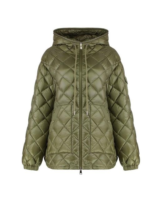 Moncler Green Nylon Down Jacket With Hood
