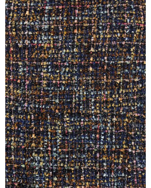 Plain Gray Multicolor Dress With Concealed Back Closure And Patterned Motif In Tweed Woman