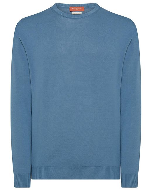 Daniele Fiesoli Blue Lightweight Crewneck Cotton Sweater for men