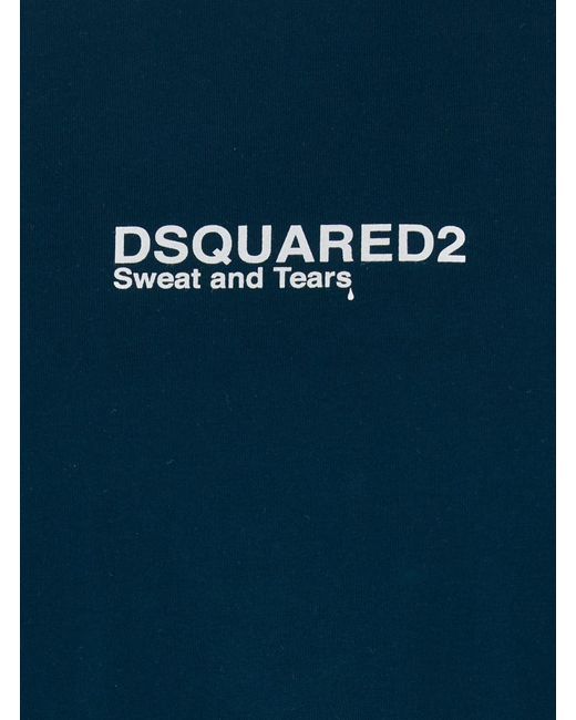 DSquared² Blue Crewneck T-Shirt With Logo Lettering On The Front for men