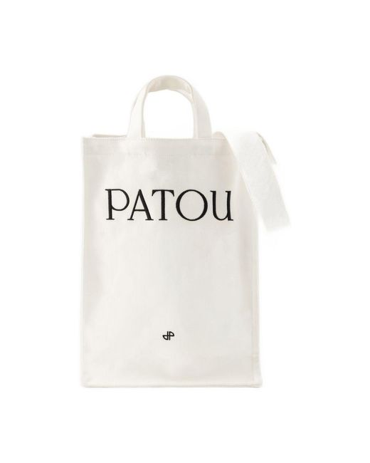 Patou White Vertical Shopper Bag