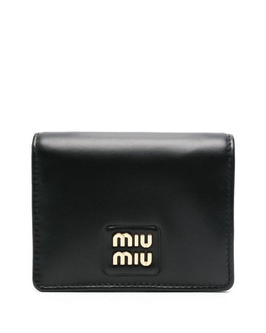 Miu Miu Black Logo-Lettering Bi-Fold Wallet