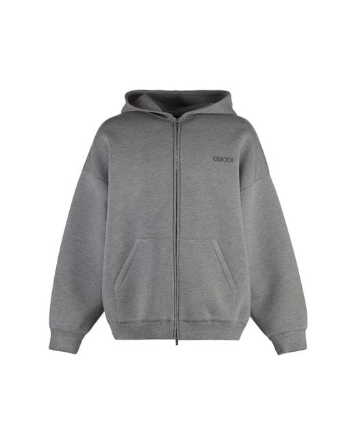 Gucci Gray Viscose-Elastane Full Zip Hoodie for men