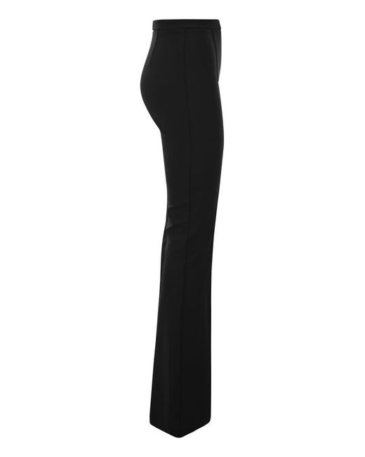 Elisabetta Franchi Black Stretch Crepe Palazzo Trousers With Charms
