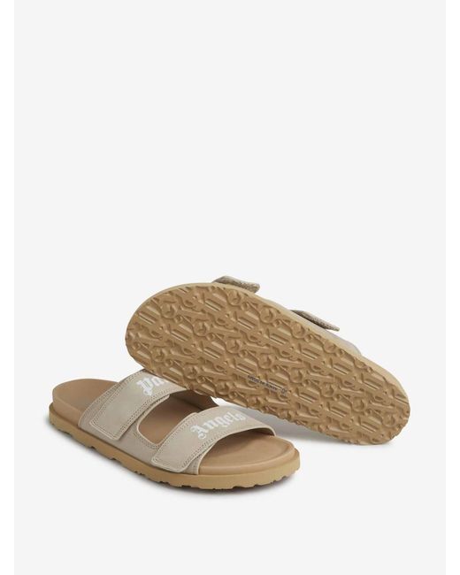 Palm Angels White Logo Nubuck Sandals for men