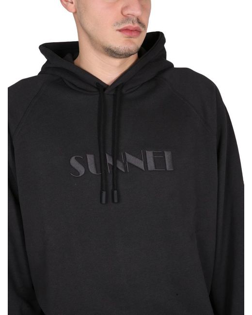 Sunnei Black Unnei Sweatshirt With Logo Embroidery for men