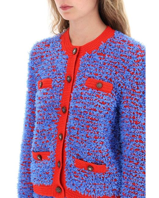 Tory Burch Blue Confetti Tweed Jacket