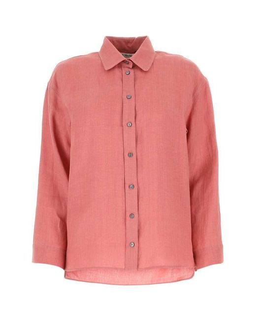 Max Mara Pink Dark Linen Canard Shirt