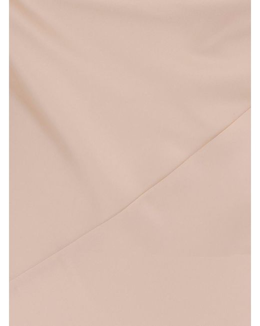 Philosophy Di Lorenzo Serafini White Maxi Pink Dress With Draped Neckline In Satin Woman