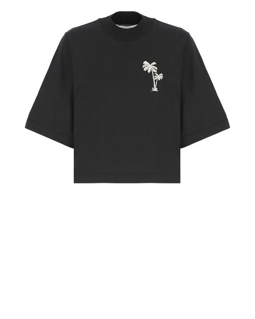 Palm Angels Black T-Shirts And Polos