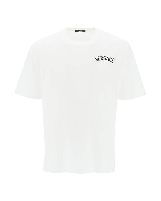 Versace White Milano Stamp Crew Neck T Shirt for men