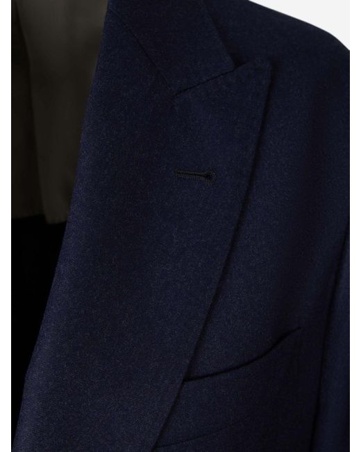 Brunello Cucinelli Blue Double-breasted Wool Blazer for men