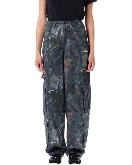 Adidas Originals Blue Satin Printed Cargo Pant
