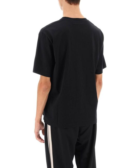 Palm Angels Black Brand-embroidered Short-sleeved Cotton-jersey T-shirt for men