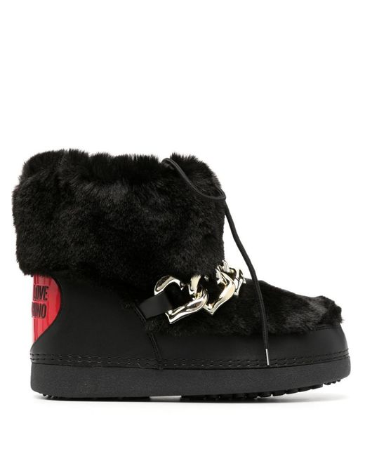 Love Moschino Black Logo-patch Boots