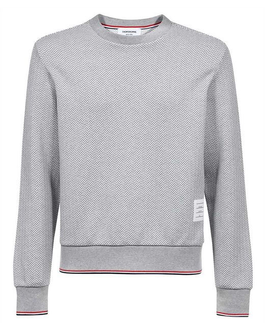 Thom Browne Gray Cotton Crew-neck Sweatshirt for men